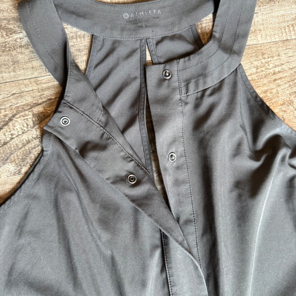 Athleta Mercer Gray Romper Jumpsuit‎ Wide Leg Quick Drying Pockets Size 6 - Picture 6 of 11